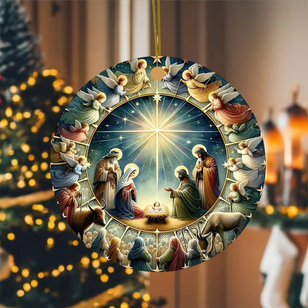 Christianartworkshop Multi-Figure Nativity Scene Christmas Hanging ...