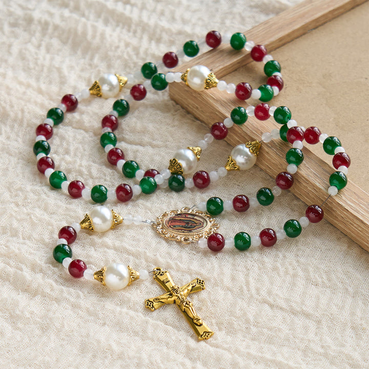 Christianartworkshop Holly Wreath Christmas Tricolor Beads Rosary: Celebrate the Holy Birth - image 7