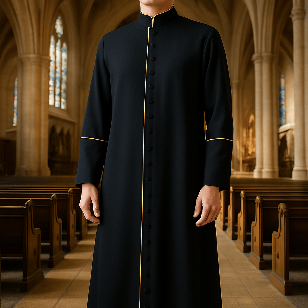 Christianartworkshop Medieval Style Black Clergy Robe Cassock in Assorted Colors & Cross Detailing - image 0