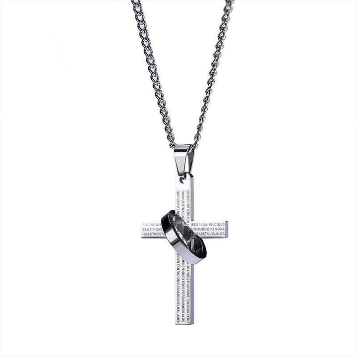 Christianartworkshop Lord's Prayer with Interlocking Ring Cross Pendant Necklace: Bold Style Sacred Meaning - image 4