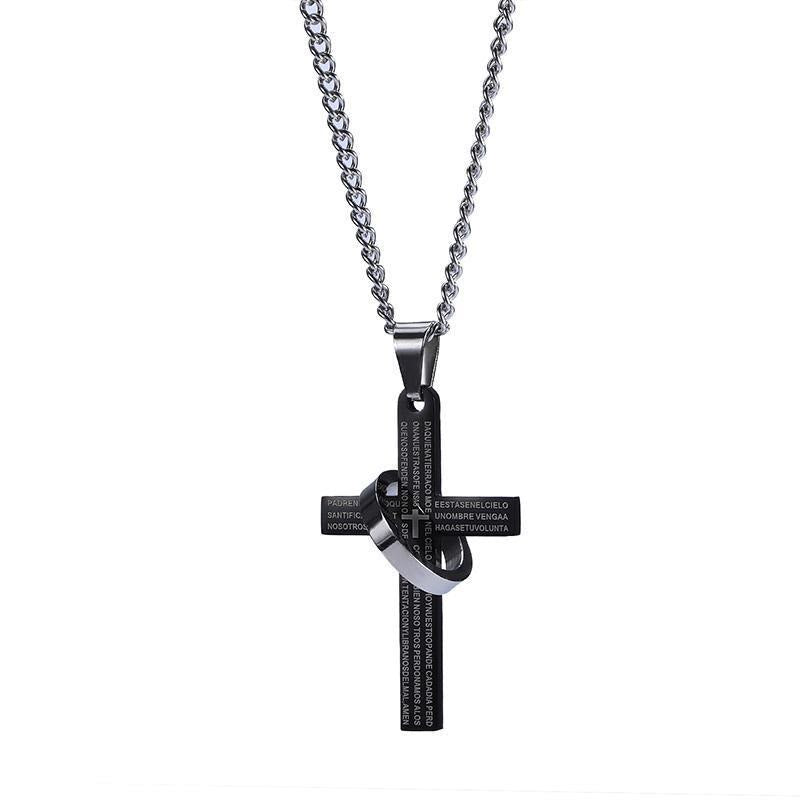 Christianartworkshop Lord's Prayer with Interlocking Ring Cross Pendant Necklace: Bold Style Sacred Meaning - image 5