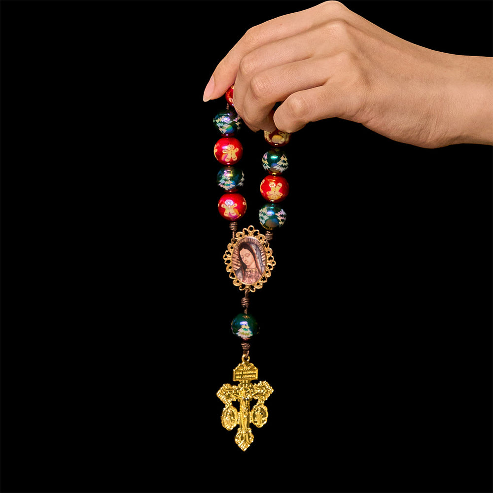 Christianartworkshop Christmas Devotion Red Green Holiday Beads Pocket Rosary: Pray anywhere, anytime - image 1