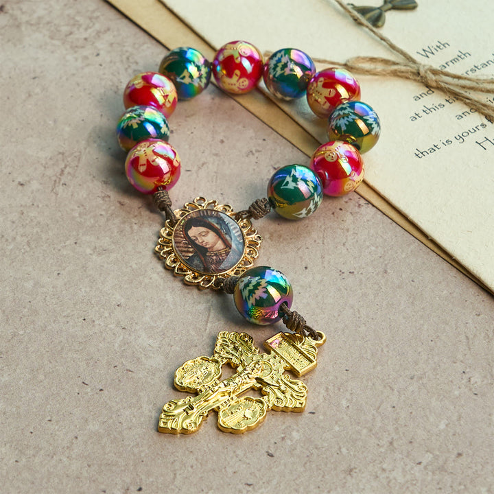 Christianartworkshop Christmas Devotion Red Green Holiday Beads Pocket Rosary: Pray anywhere, anytime - image 4