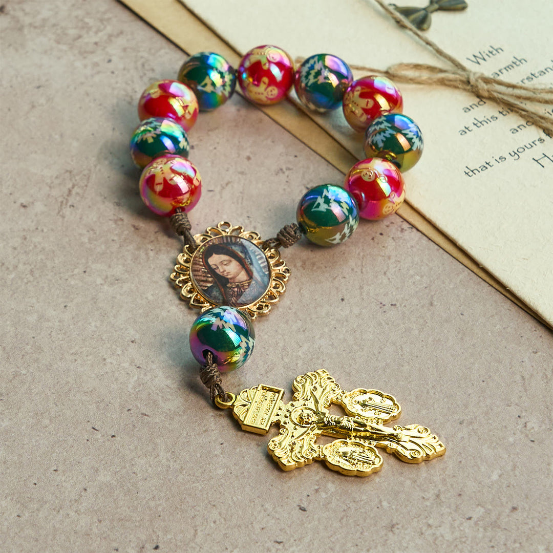 Christianartworkshop Christmas Devotion Red Green Holiday Beads Pocket Rosary: Pray anywhere, anytime - image 5