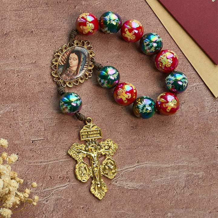 Christianartworkshop Christmas Devotion Red Green Holiday Beads Pocket Rosary: Pray anywhere, anytime - image 2