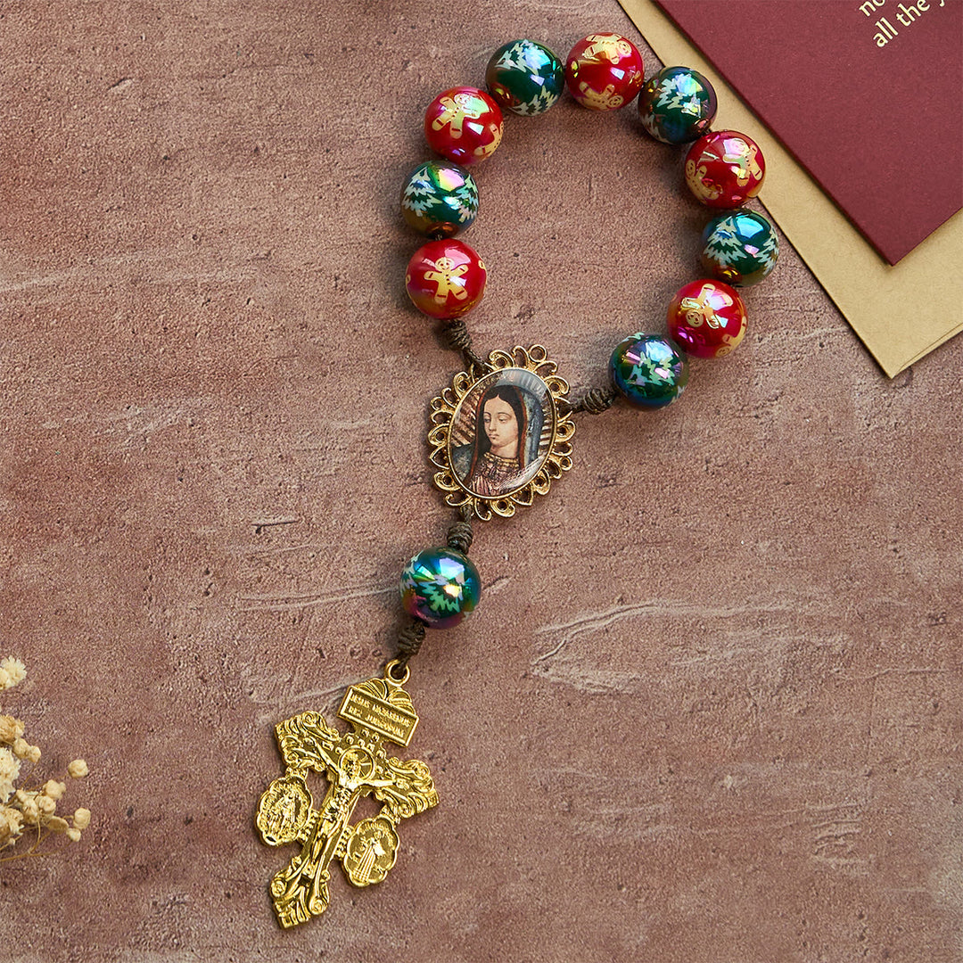 Christianartworkshop Christmas Devotion Red Green Holiday Beads Pocket Rosary: Pray anywhere, anytime - image 3