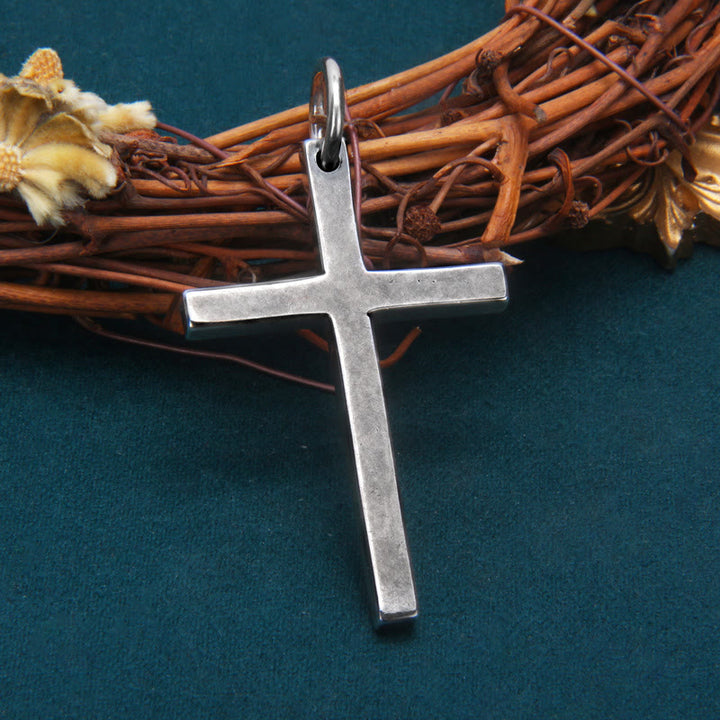 Christianartworkshop Bold Minimal Sterling Silver Cross Necklace in Square and Round Bar - image 1