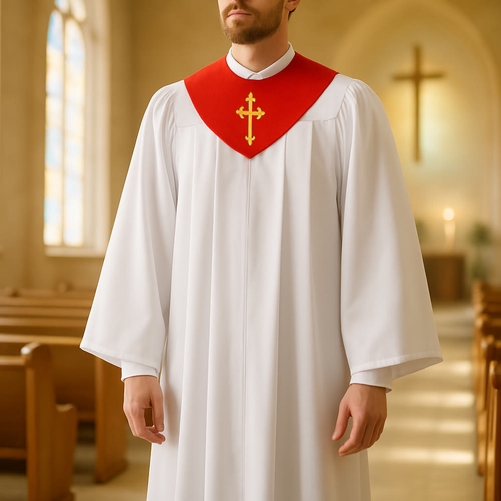 Christianartworkshop Divine Clergy Robe for Religious Services - Cross Accent Yoke - image 4