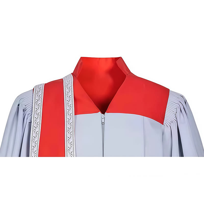 Christianartworkshop Sacred Ceremony Clergy Robe - Gray & Red with Delicate Detailing - image 4
