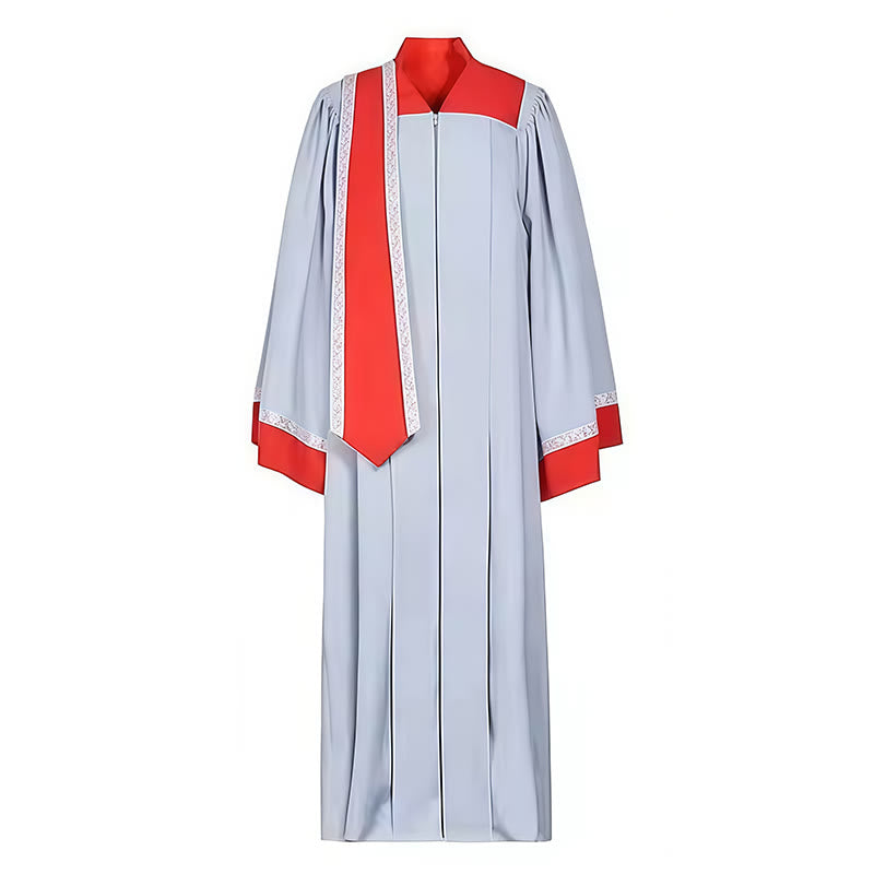 Christianartworkshop Sacred Ceremony Clergy Robe - Gray & Red with Delicate Detailing - image 2