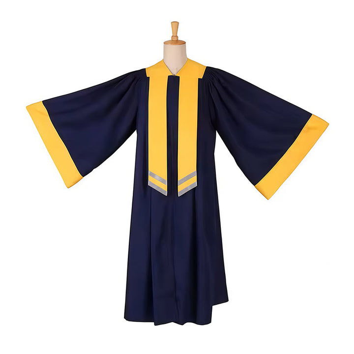 Christianartworkshop Exquisite Navy Clergy Robe with Yellow & Gray Accent Details - image 2