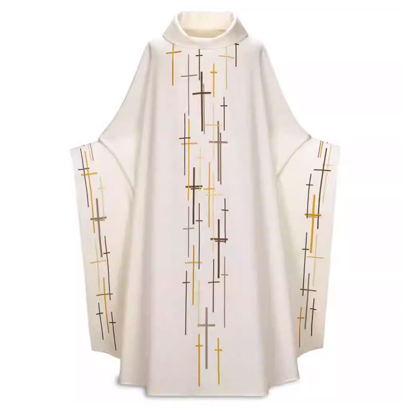 Christianartworkshop Visual Linear Cross Chasuble in Assorted Vibrant Colors - White - One Size FIts Most - image 0