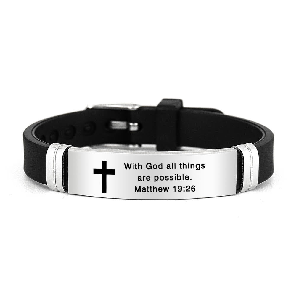 Christianartworkshop Multi - Styled Motivational Cross Bracelet with Bible Verses - Silver 19:26 - image 0