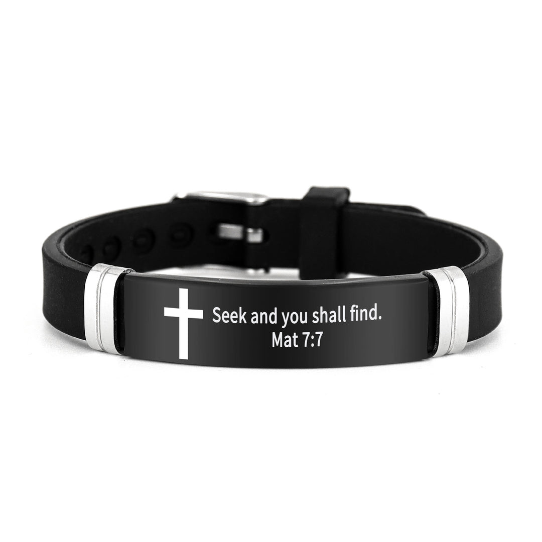 Christianartworkshop Multi - Styled Motivational Cross Bracelet with Bible Verses - Black 7:7 - image 23
