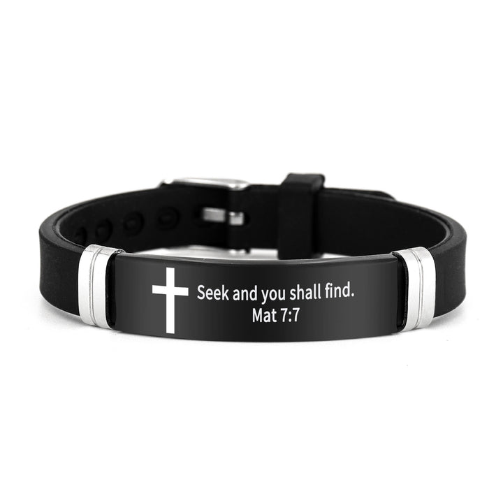 Christianartworkshop Multi - Styled Motivational Cross Bracelet with Bible Verses - Black 7:7 - image 23