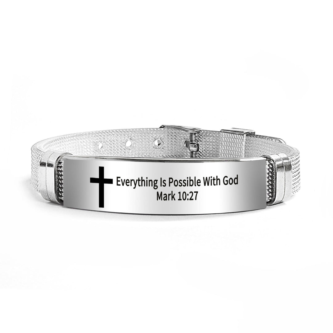 Christianartworkshop Multi - Styled Motivational Cross Bracelet with Bible Verses - Black PVC 10:27 - image 66
