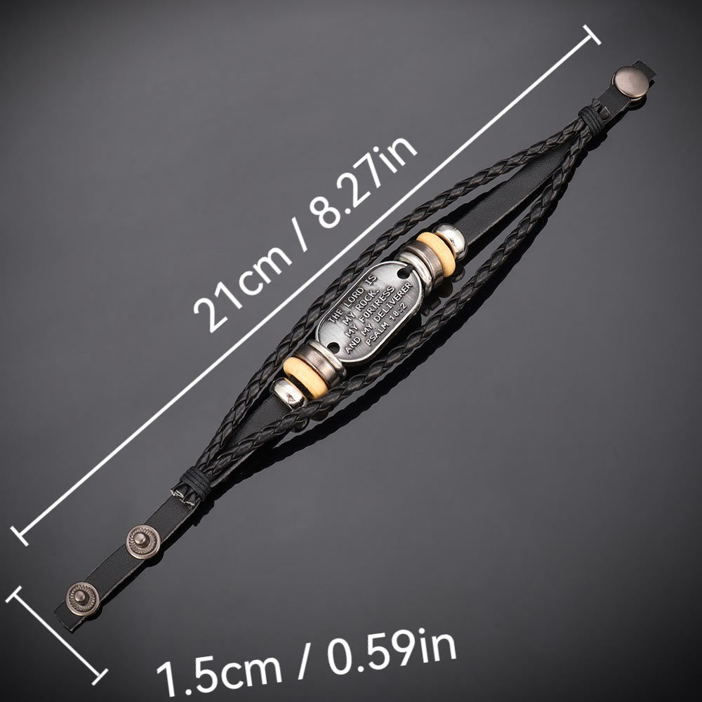 Christianartworkshop Handcrafted Braided Leather Bracelet with Psalm 18:2 Inscription - image 6