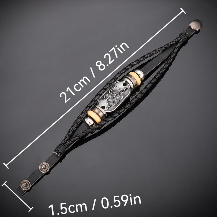 Christianartworkshop Handcrafted Braided Leather Bracelet with Psalm 18:2 Inscription - image 6