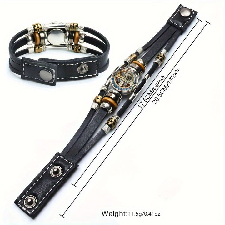Christianartworkshop St. Benedict Collection Black Leather Cuff Bracelet with Multiple Faith Designs - image 13