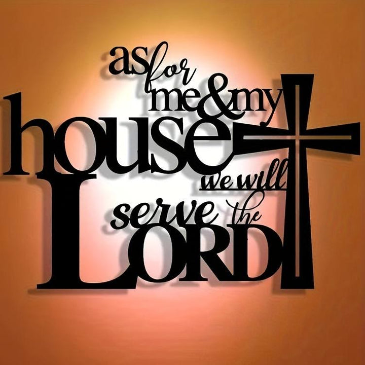 Christianartworkshop Faith - Filled Black Metal Wall Decor: Cross & As for Me & My House Verse - Black - 15.75''*10.89''/40*27.66cm - image 0