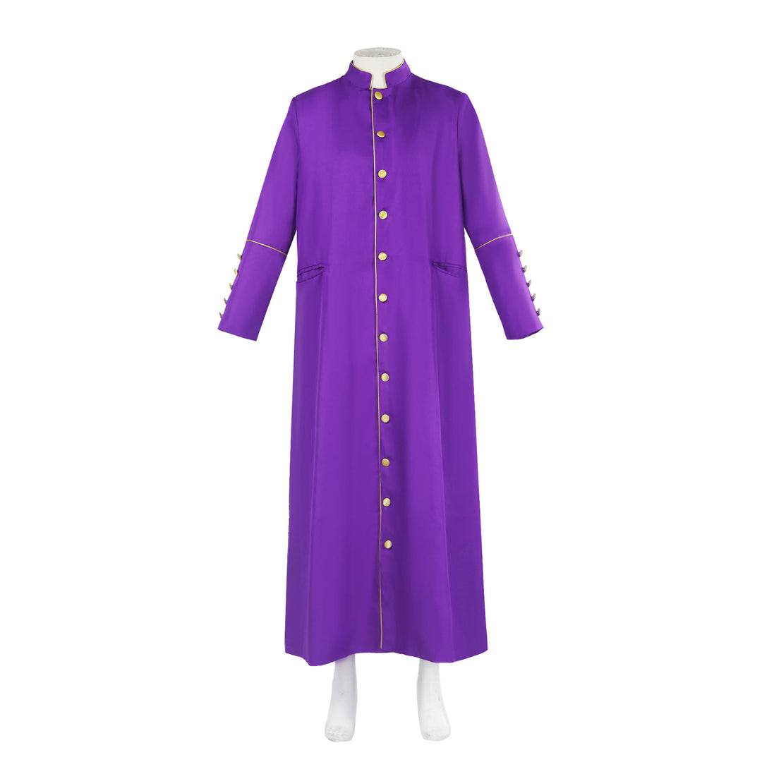 Christianartworkshop Classic Multicolor Cassock with Contrast Trim & Medieval Elegance - Purple with Gold Trim - 3XL - image 16