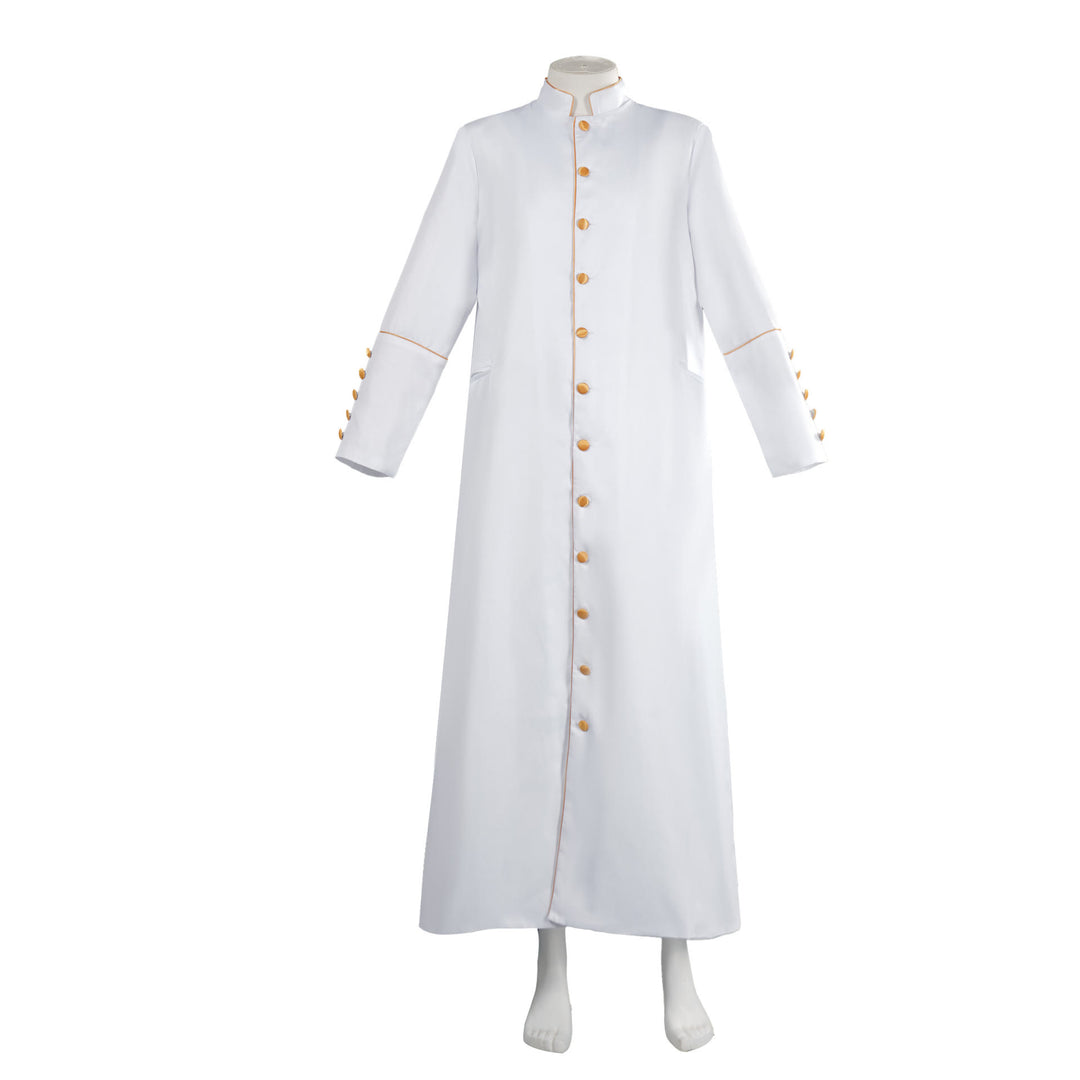 Christianartworkshop Classic Multicolor Cassock with Contrast Trim & Medieval Elegance - White with Gold Trim - 3XL - image 17
