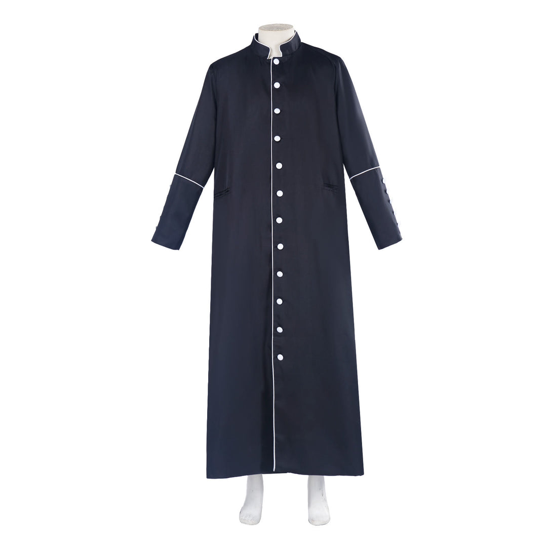 Christianartworkshop Classic Multicolor Cassock with Contrast Trim & Medieval Elegance - Black with White Trim - 3XL - image 10