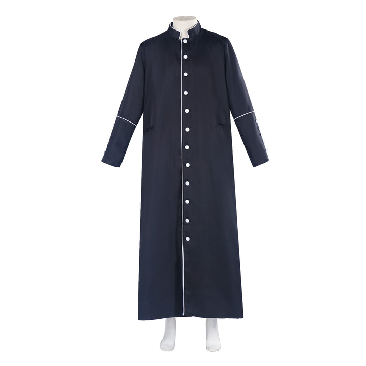 Christianartworkshop Classic Multicolor Cassock with Contrast Trim & Medieval Elegance - Black with White Trim - 3XL - image 10
