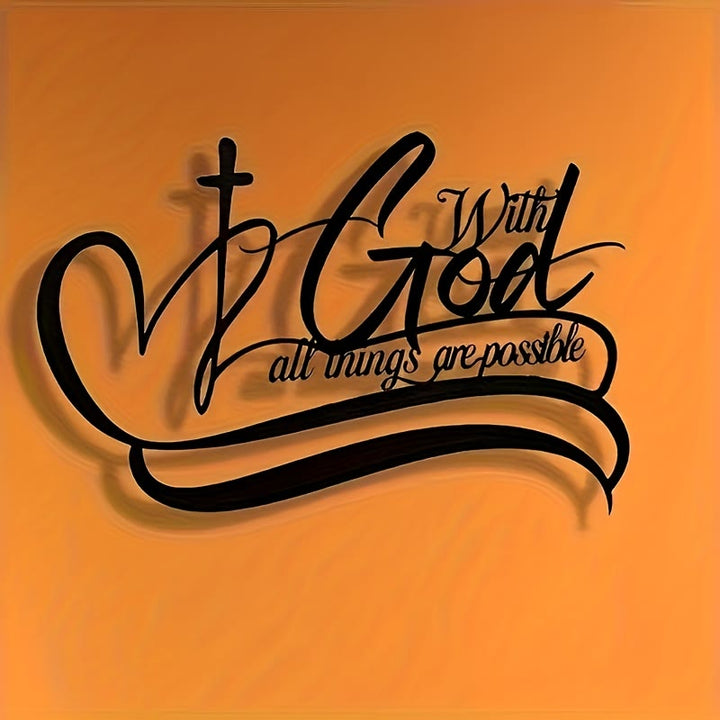 Christianartworkshop Black Metal Wall Decor: Cross & With God All Things Are Possible Verse - image 5