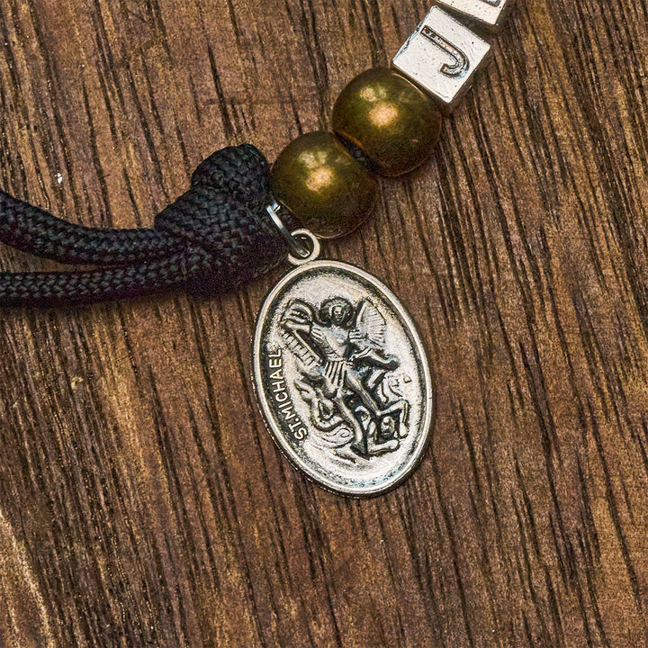 Christianartworkshop Minimal Black Rugged Pocket Rosary with St. Michael & Personalized JESUS Letter - image 8