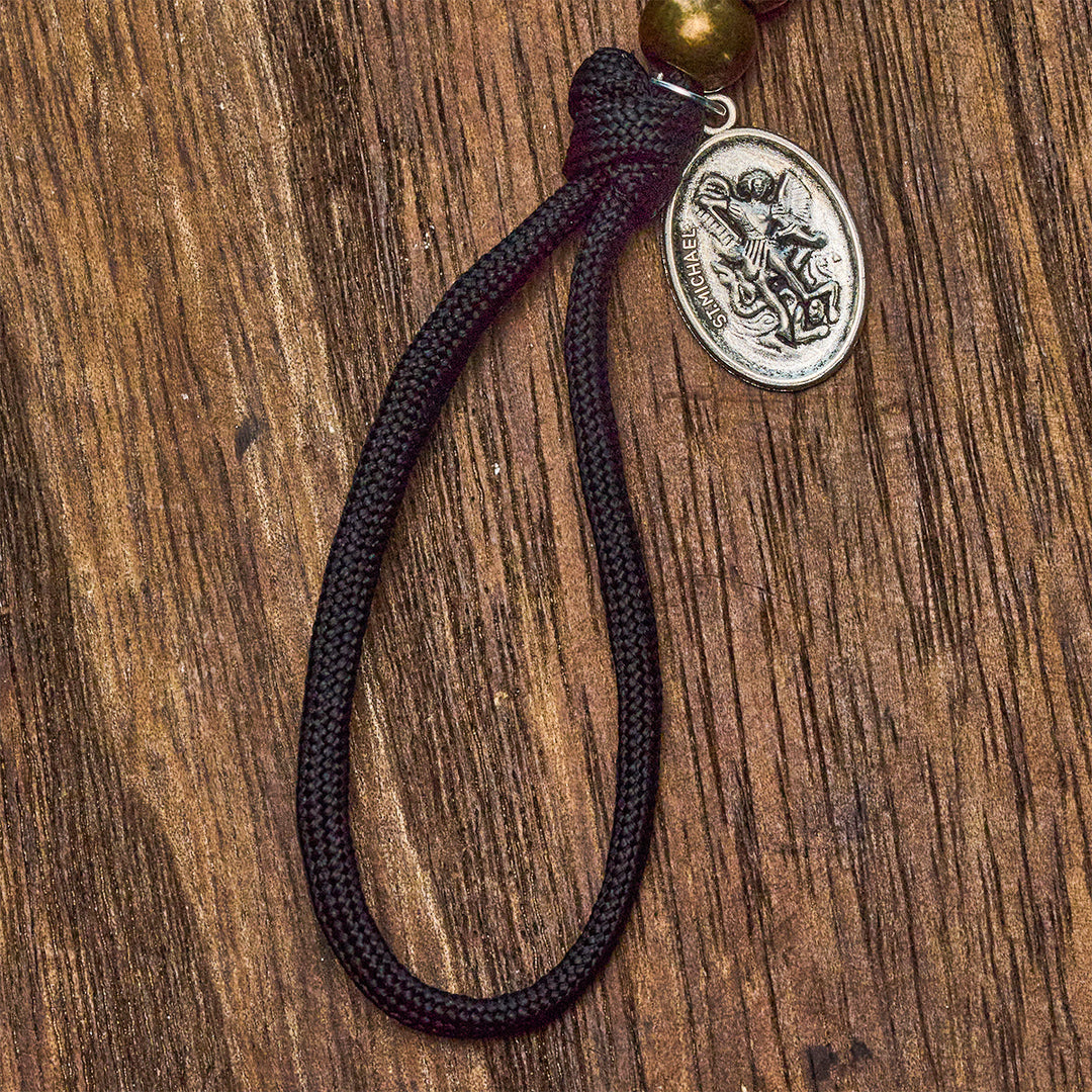 Christianartworkshop Minimal Black Rugged Pocket Rosary with St. Michael & Personalized JESUS Letter - image 9