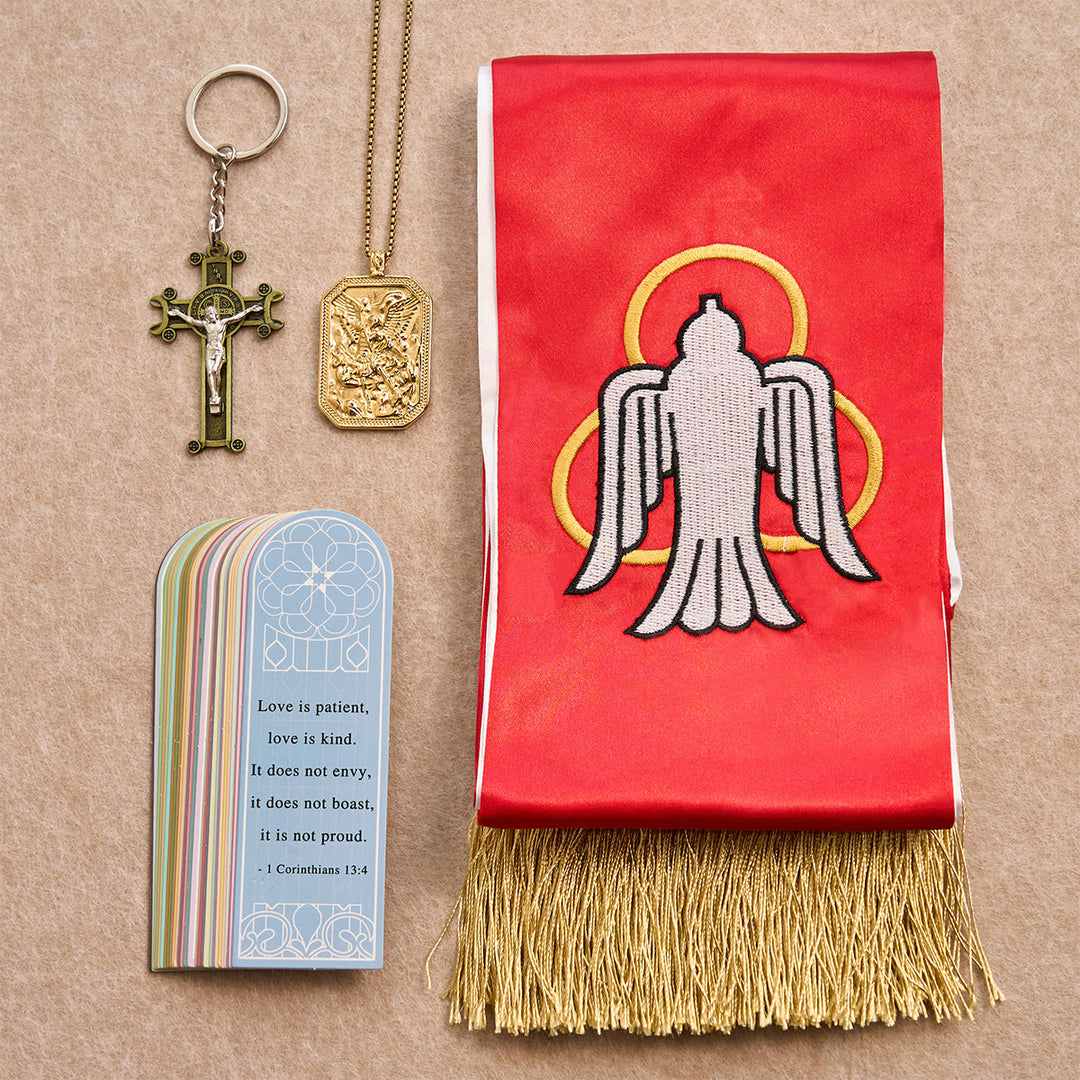 Christianartworkshop St. Michael Guardian and Grace Blessing Set for Pocket Prayer & Reflection - Golden Necklace - image 11