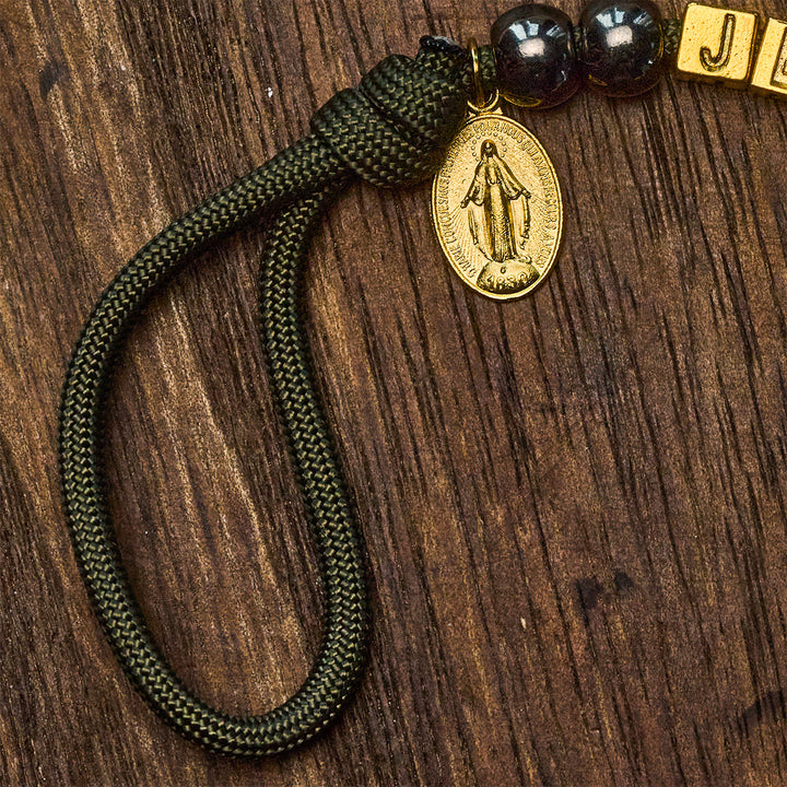 Christianartworkshop Hematite-Style Beads Compact Prayer Pocket Rosary with Crucifix & Personalized JESUS Letter - image 9