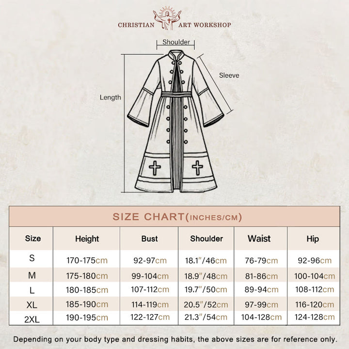 Christianartworkshop Medieval Style Black Clergy Robe with Cross Tassel Belt and Shawl Collar - image 1