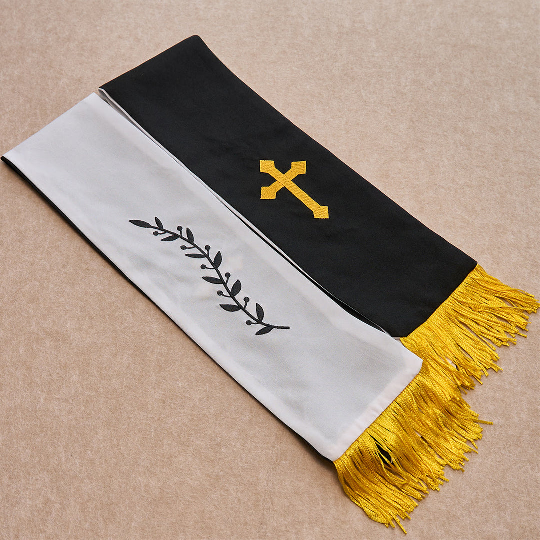 Christianartworkshop Blessing Set: Black Golden Cross Stole & Black Bead Rosary: Love Patiently - image 4