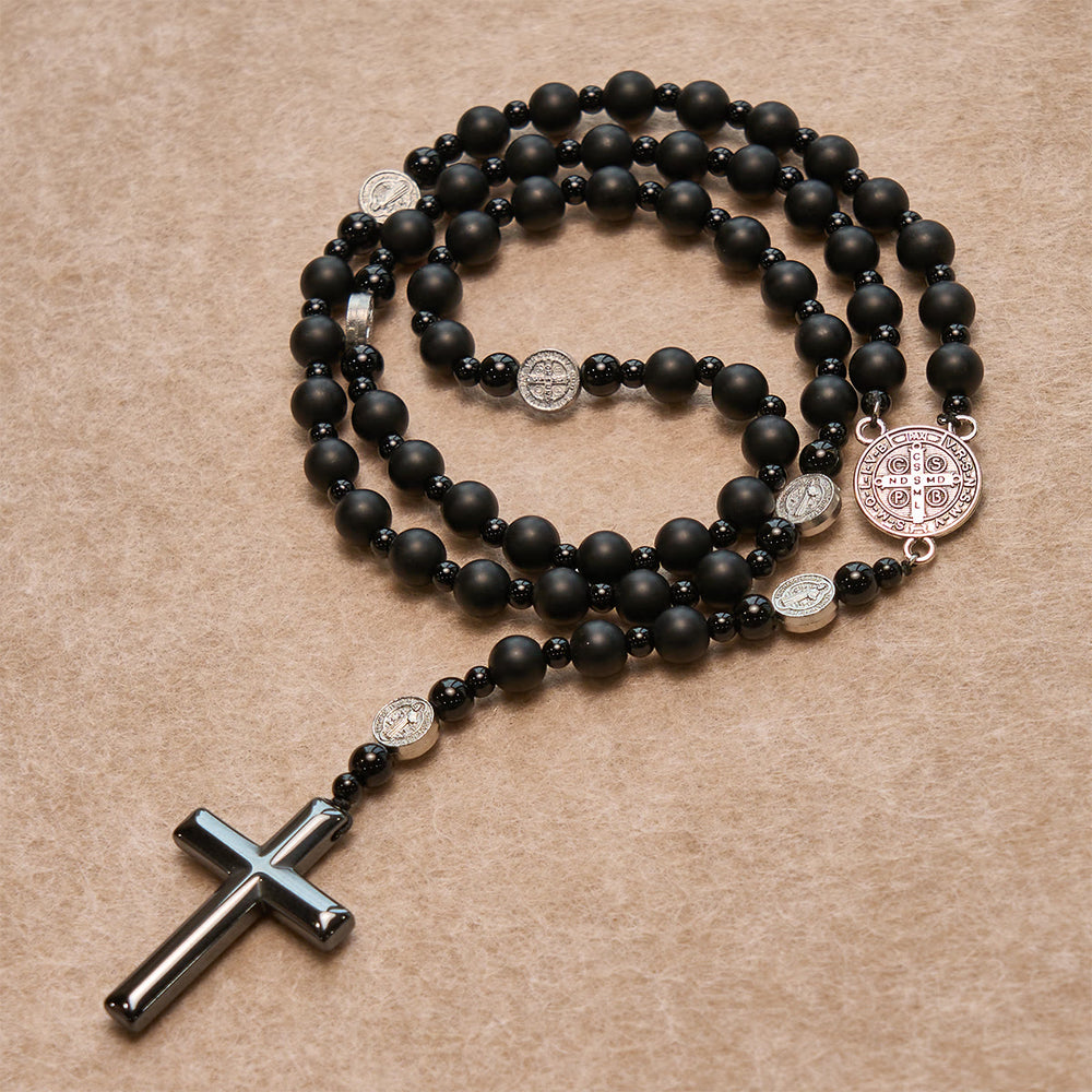 Christianartworkshop Red Golden Cross Blessing Set with Madonna & Gallstone Rosary: Live in Love - image 1