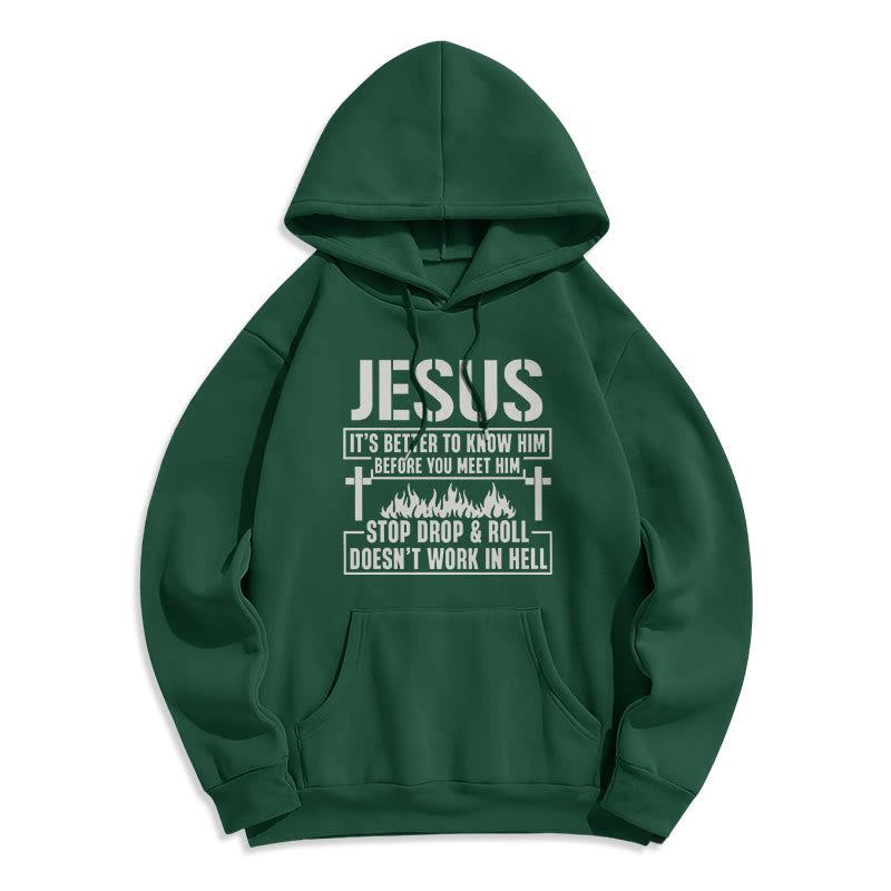 Christianartworkshop Jesus Cross & Flame Graphic with Faith Slogan Fleece Lined Polyester Hoodie - Green - 2XL - image 7