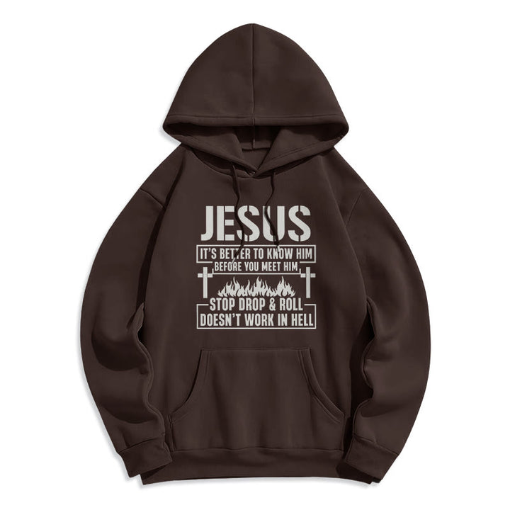 Christianartworkshop Jesus Cross & Flame Graphic with Faith Slogan Fleece Lined Polyester Hoodie - Brown - 2XL - image 5