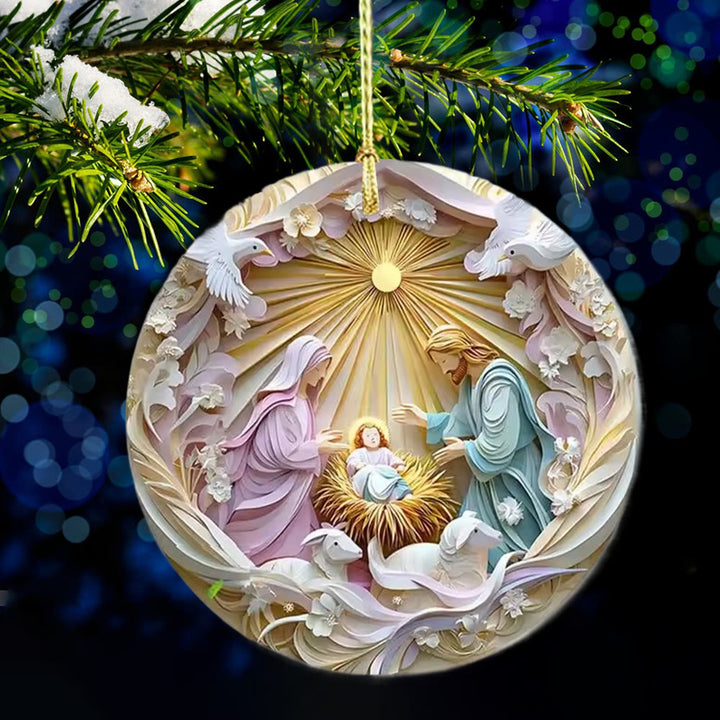 Christianartworkshop Celestial Pastel Nativity Holy Family Hanging Ornaments - image 5