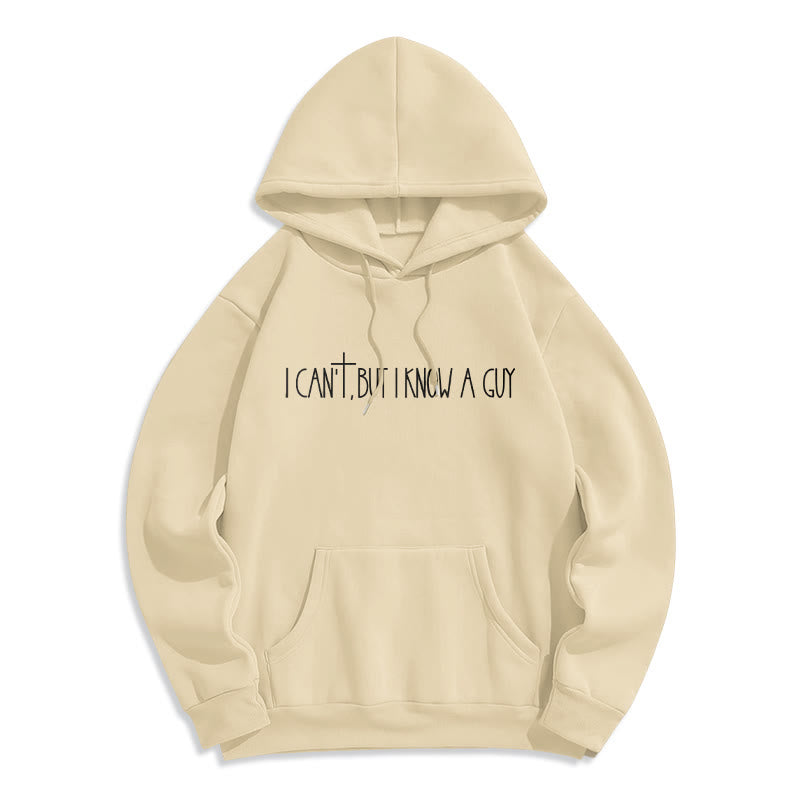 Christianartworkshop I Can't, But I Know A Guy with Cross Fleece Lined Polyester Hoodie - Beige - 2XL - image 3