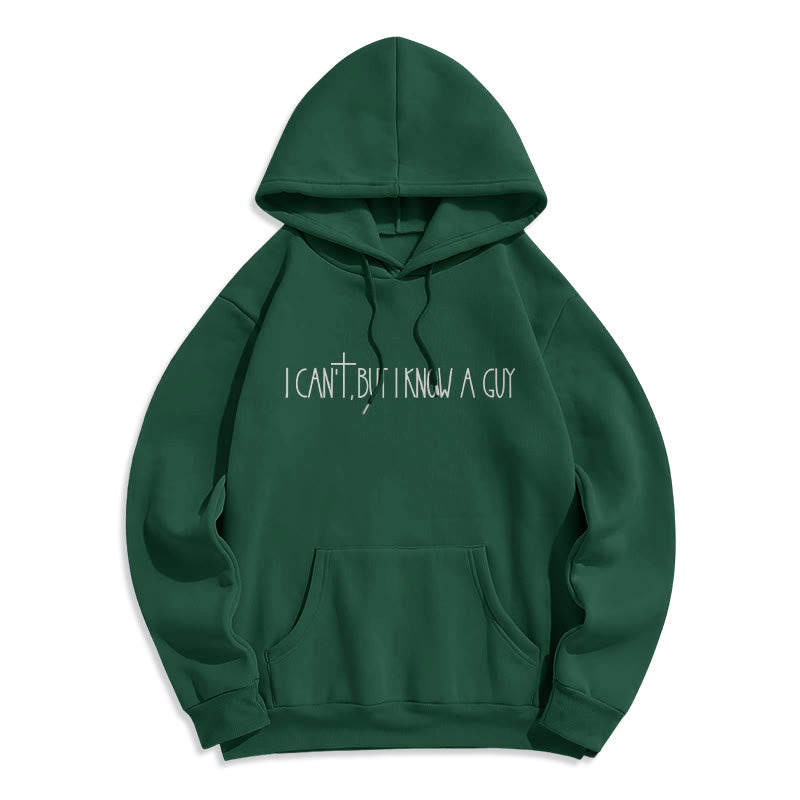 Christianartworkshop I Can't, But I Know A Guy with Cross Fleece Lined Polyester Hoodie - Green - 2XL - image 7