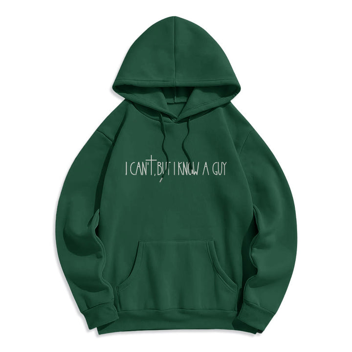 Christianartworkshop I Can't, But I Know A Guy with Cross Fleece Lined Polyester Hoodie - Green - 2XL - image 7