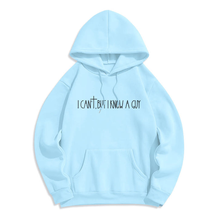 Christianartworkshop I Can't, But I Know A Guy with Cross Fleece Lined Polyester Hoodie - Blue - 2XL - image 5