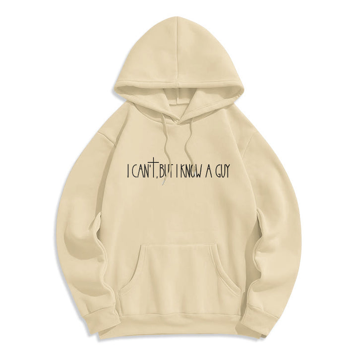 Christianartworkshop I Can't, But I Know A Guy with Cross Fleece Lined Polyester Hoodie - Beige - 2XL - image 3