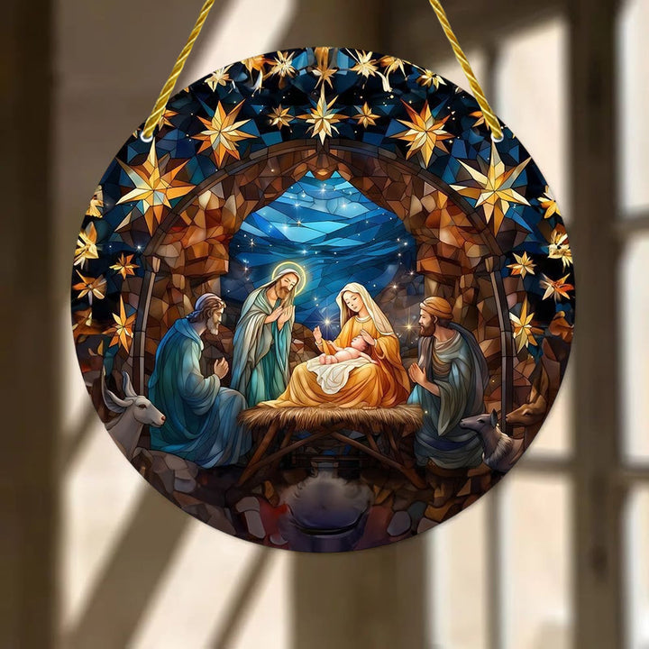 Christianartworkshop 7 Aesthetic Styles Cathedral Midnight Blue Nativity Hanging Ornaments - D - 7.87''/20cm - image 3