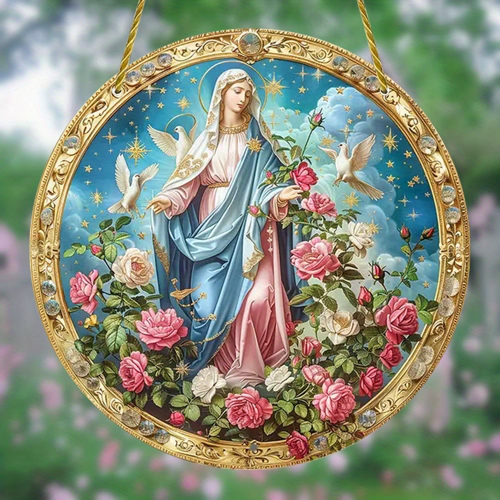 Christianartworkshop Mystical Rose Blessed Mother Garden Scene Hanging Ornaments - image 3