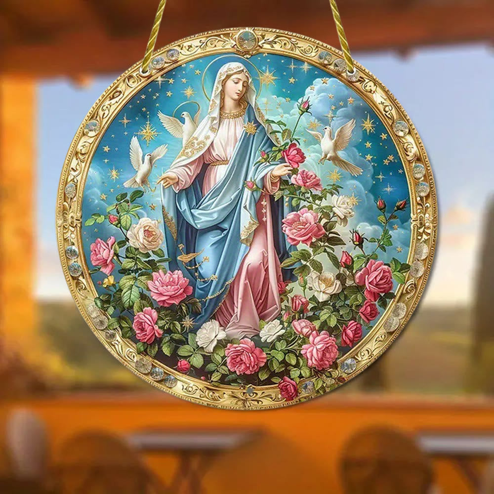 Christianartworkshop Mystical Rose Blessed Mother Garden Scene Hanging Ornaments - image 6