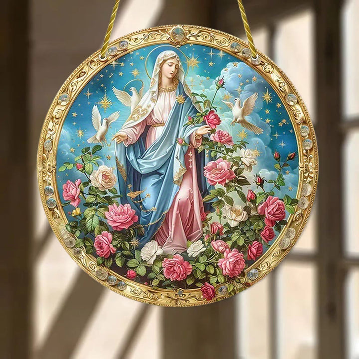 Christianartworkshop Mystical Rose Blessed Mother Garden Scene Hanging Ornaments - image 5