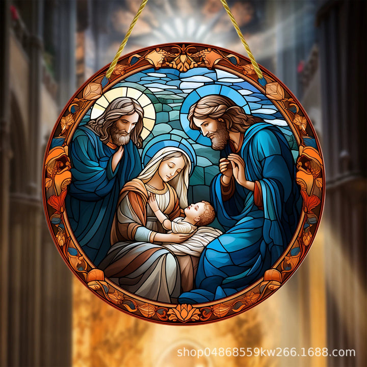 Christianartworkshop Light of tahe World Collection: Holy Family, Adoration & Blessing Scenes Hanging Ornaments - B - 7.87''/20cm - image 1