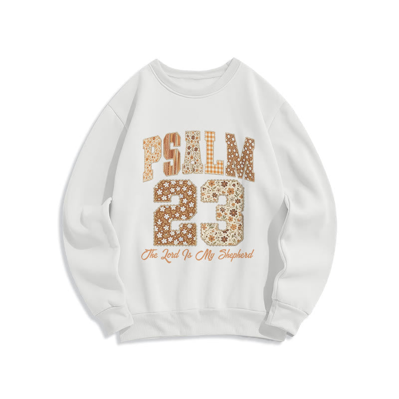 Christianartworkshop Vintage Aesthetic Psalm 23 Faith Comfort Fleece Lined Polyester Sweatshirt - White - 2XL - image 0